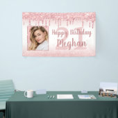 Elke Verjaardag Roos Gouden Glitter Drip Sparkle F Spandoek (Beurs)