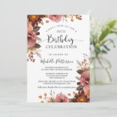 Elke verjaardag, Roze en Bourgondië Bloemige Bruil Kaart (Staand voorkant)