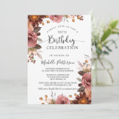 Elke verjaardag, Roze en Bourgondiërode bloemige b Kaart (Staand voorkant)