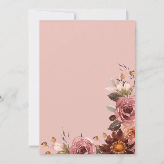 Elke verjaardag, Roze en Bourgondiërode bloemige b Kaart (Achterkant)