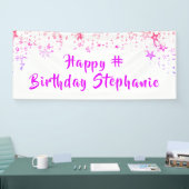 Elke verjaardag roze sterren op maat gepersonalise spandoek (Beurs)