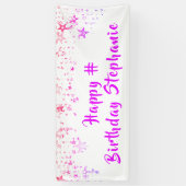 Elke verjaardag roze sterren op maat gepersonalise spandoek (Verticaal)