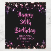 Elke verjaardag roze zwarte sterren borstel script wijn etiket (Enkel label)