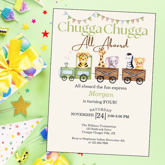 Elke Verjaardag Schattigee Chugga Waterverf Dieren Kaart