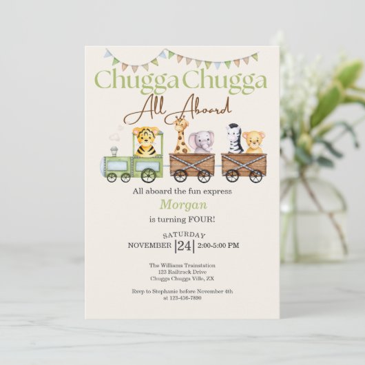 Elke Verjaardag Schattigee Chugga Waterverf Dieren Kaart (Staand voorkant)