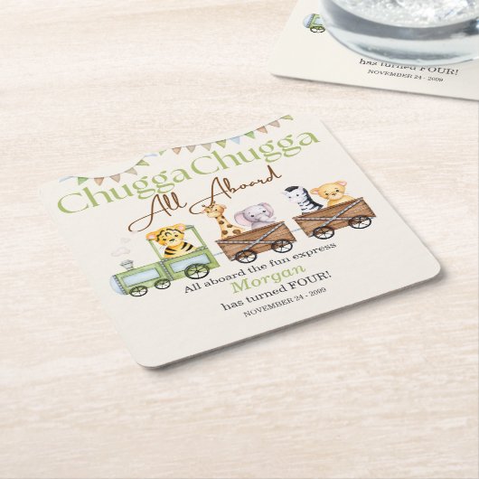 Elke Verjaardag Schattigee Chugga Waterverf Dieren Kartonnen Onderzetters (Schuin)