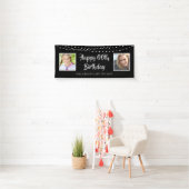 ELKE Verjaardag String Lichten Zwart Zilver Twee F Spandoek (Insitu)