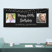 ELKE Verjaardag String Lichten Zwart Zilver Twee F Spandoek (Beurs)