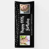 Elke verjaardag toen & nu foto's String Lights Zwa Spandoek (Verticaal)