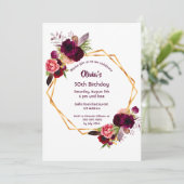 Elke verjaardag van een vuurwapenbloem goud geomet kaart (Staand voorkant)