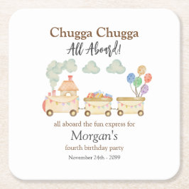 Elke Verjaardag Waterverf Brown Train Fun Express Kartonnen Onderzetters