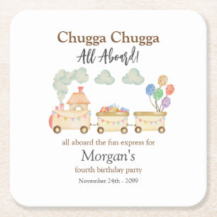 Elke Verjaardag Waterverf Brown Train Fun Express Kartonnen Onderzetters