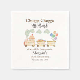 Elke Verjaardag Waterverf Brown Train Fun Express Servet