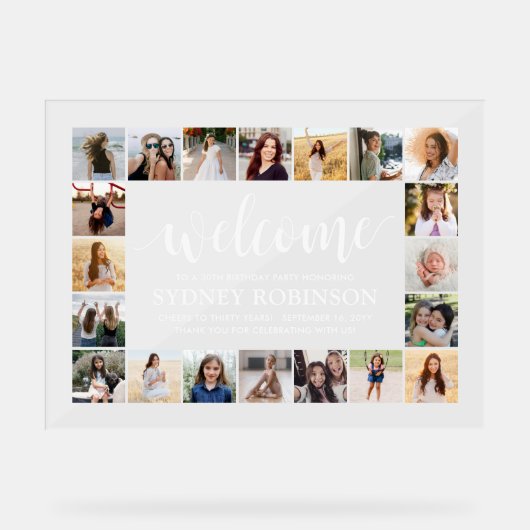 ELKE Verjaardag Welkomstscript 20 Photo Collage Pa Acryl Bord (Voorkant)