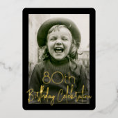 ELKE Verjaardagsfeest 2 Foto Chic Zwart en Echt Folie Uitnodiging (Voorkant)