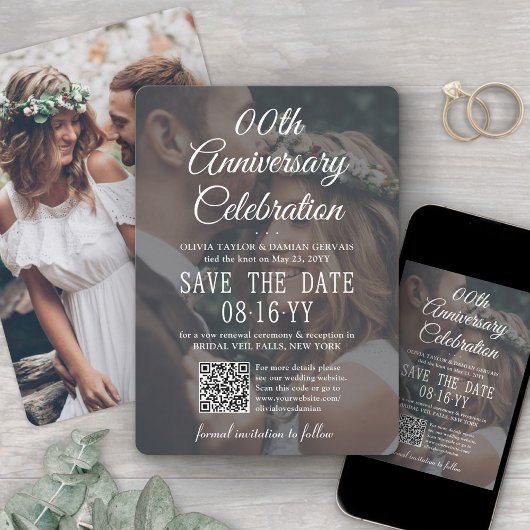 ELKE Verjaardagsfeest Elegant 2 Foto & QR Code Save The Date