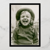 Elke Verjaardagsfeest QR Code & Foto Zwart en Echt Folie Uitnodiging (Achterkant)