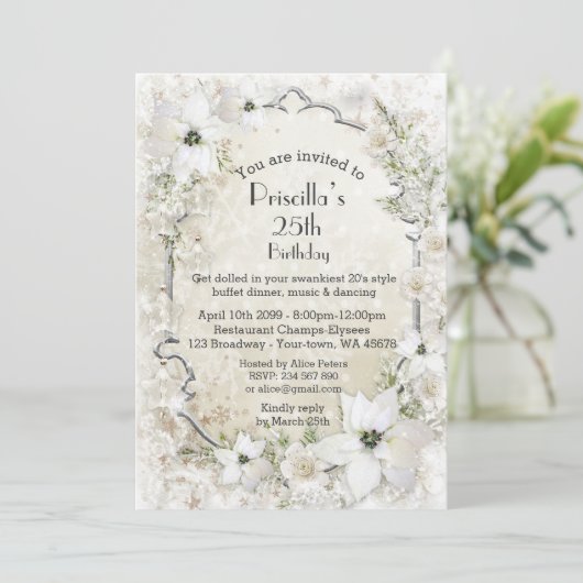 Elke verjaardagsfeest, Winter Wonderland, wit Kaart (Staand voorkant)