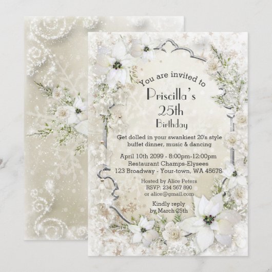 Elke verjaardagsfeest, Winter Wonderland, wit Kaart (Voorkant / Achterkant)