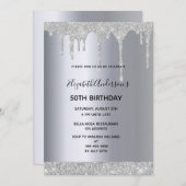 Elke verjaardagsfeestdag zilveren glitterdruppel kaart (Voorkant / Achterkant)