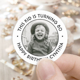 Elke verjaardagsfeestje Chic Eenvoudig Foto Zwart Ronde Sticker