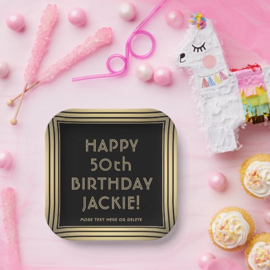 ELKE Verjaardagsfeestje Elegant Classic Zwart en G Papieren Bordje (Feest)