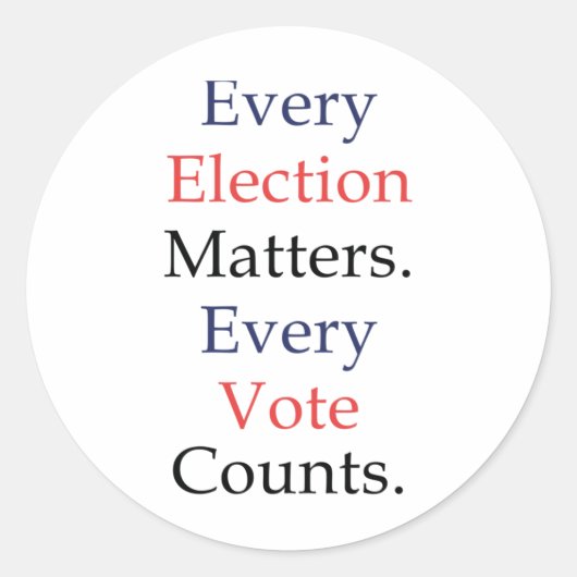 Elke verkiezing S Elke stem telt Sticker (Voorkant)