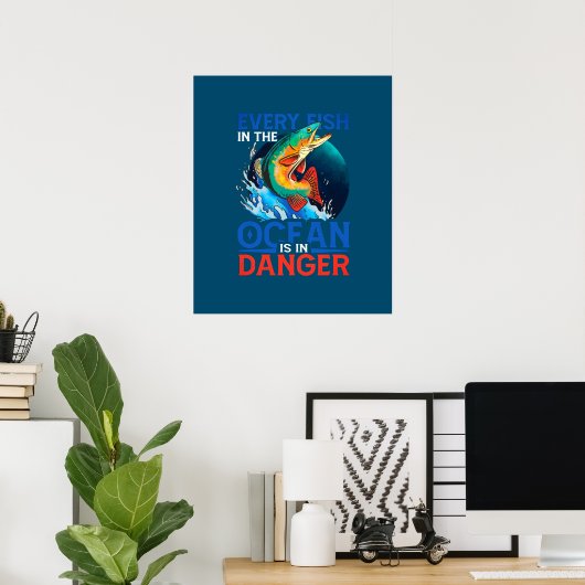 Elke vis in de oceaan is in gevaar poster (Thuiskantoor)