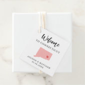 Elke welkomsttas met kleurverbinding voor bruiloft bedankjes labels (In situ)