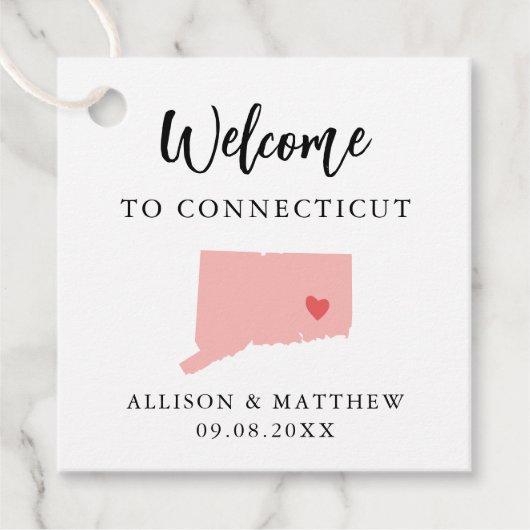 Elke welkomsttas met kleurverbinding voor bruiloft bedankjes labels (Voorkant)