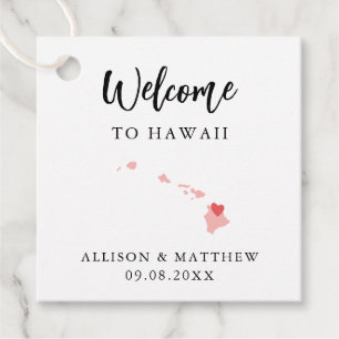 Elke welkomsttas van het kleurtype Hawaii Weddensc Bedankjes Labels