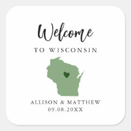 Elke welkomsttas van Wisconsin voor het huwelijk m Vierkante Sticker