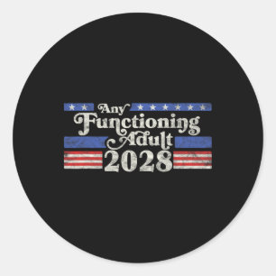 Elke Werkende Volwassen 2028 Grappige Retro Verkie Ronde Sticker