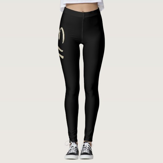 Elke white gold Handwriting Hose Leggings (Voorkant)