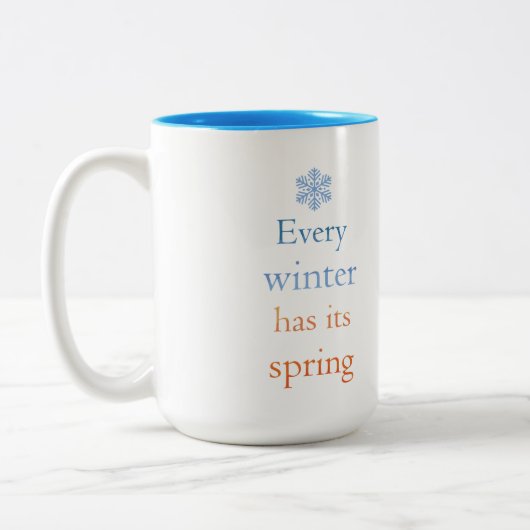 Elke winter heeft de mok van de lente-tweetonkoffi (Links)