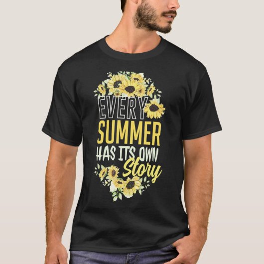 Elke zomer heeft zijn eigen verhaal zonnebloem gra t-shirt (Voorkant)