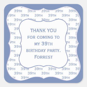 Elke zondag blauw nummerpatroon Birthday Bedankt Vierkante Sticker