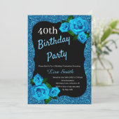 Elke zondag Blauwe Glitter Blauwe Rozen Kaart (Staand voorkant)