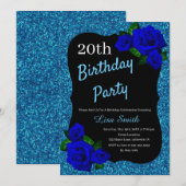 Elke zondag blauwe glitter Deep Blue Rozen Kaart (Voorkant / Achterkant)