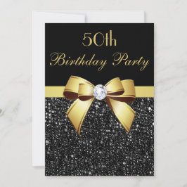 Elke zondag Faux Sequins Bow Black Gold Kaart