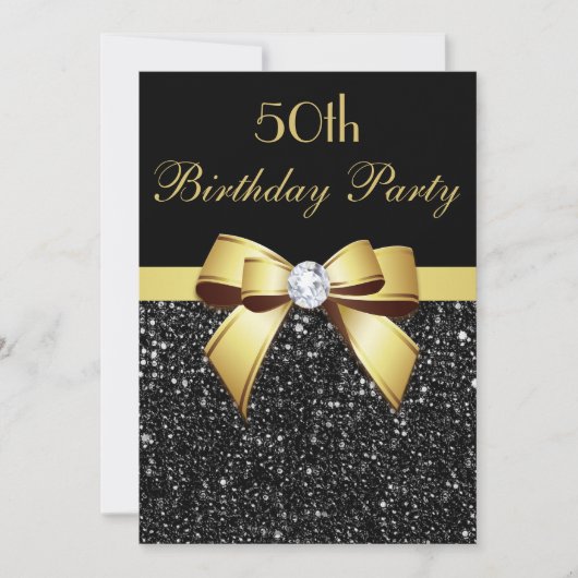 Elke zondag Faux Sequins Bow Black Gold Kaart (Voorkant)