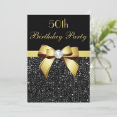 Elke zondag Faux Sequins Bow Black Gold Kaart (Staand voorkant)