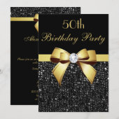 Elke zondag Faux Sequins Bow Black Gold Kaart (Voorkant / Achterkant)