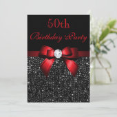Elke zondag Faux Sequins Bow Black Red Kaart (Staand voorkant)