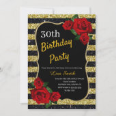 Elke zondag gouden en zwarte glitterrode rozen kaart (Voorkant)