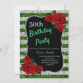 Elke zondag groen en zilver rode roodroos kaart (Voorkant)