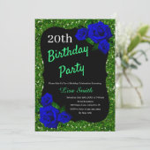 Elke zondag groene glitter Deep Blue Rozen Kaart (Staand voorkant)