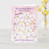 Elke zondag redenen waarom ik van je hou, roze kaart (Gele Bloem)