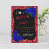 Elke zondag Rode glitter Deep Blue Rozen Kaart (Staand voorkant)