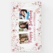 Elke zondag Roos Gold Stars 3 Foto's Spandoek (Verticaal)